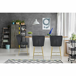 Paris Prix Chaise de Bar Velours Design Elsa 100cm Noir pas cher