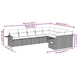 Avis vidaXL Salon de jardin avec coussins 9 pcs marron résine tressée