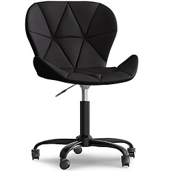 ICONIK INTERIOR Chaise de bureau avec roulettes - Chaise pivotante de bureau - Revêtement en similicuir - Structure noire Wito Noir