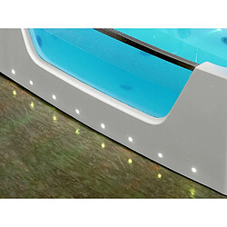 Avis Vente-Unique Baignoire balnéo vitrée semi-îlot à leds DYONA - 1 place - 260L - 170*85*58cm - Blanche