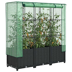 vidaXL Jardinière surélevée avec housse aspect rotin 120x40x138 cm