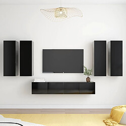 vidaXL Ensemble de meubles TV 6 pcs Noir Bois d'ingénierie 