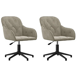 Maison Chic Lot de 2 Chaises pivotantes à manger | Fauteuil Chaise de cuisine Gris clair Velours -GKD21447