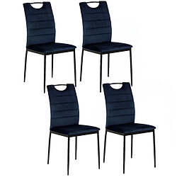 Toilinux Lot de 4 Chaises de salle à manger effet velours et métal - Bleu Toilinux - Lot de 4 Chaises de salle à manger effet velours et métal - Bleu - Moderne