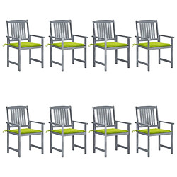 Maison Chic Lot de 8 Chaises de jardin,Fauteuil d'extérieur avec coussins Bois d'acacia solide Gris -MN61030