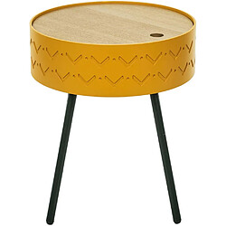 The Home Deco Factory Table d'appoint avec coffre intégré Eugénie jaune moutarde.