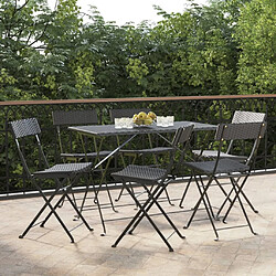 Maison Chic Lot de 6 Chaises de bistrot pliantes Noir Résine tressée et acier -GKD20705