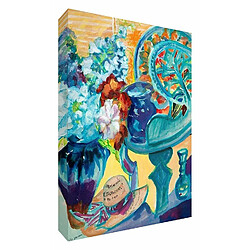 Feel Good Art Tableau VJ de Summer Collect ion128?15de Art multicolores pliable toile d'artiste britannique, Val Johnson Vase et fleurs abstrait, 30 x 20 x 4 cm, petit