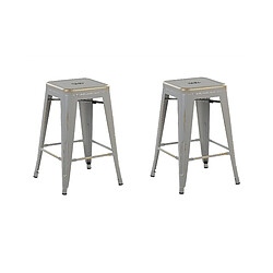 Beliani Tabouret de bar Set de 2 Métal Argenté CABRILLO