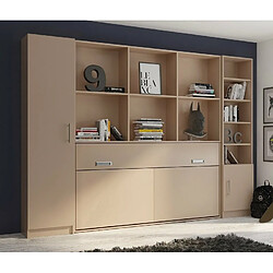 Inside 75 Composition lit escamotable VERTIGO taupe mat largeur 311 cm couchage 90*200 cm