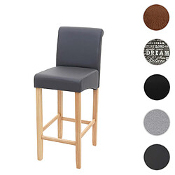 Mendler Tabouret de bar HWC-C33, tabouret de comptoir, bois ~ gris mat, pieds clair, similicuir 