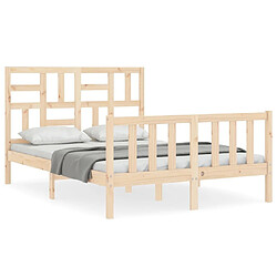 Maison Chic Cadre/structure de lit avec tête de lit pour adulte - Lit Moderne Chambre 120x200 cm bois massif -MN82271