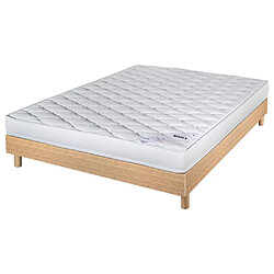 Ebac Matelas et sommier 140x190 Mousse - Marly - Soutien ferme - Sommier en kit - Chêne 