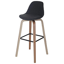 Mendler 2x tabouret de bar Palmdale, chaise de comptoir avec dossier ~ tissu, gris foncé