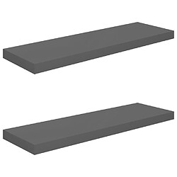 vidaXL Étagère murale flottante 2 pcs Gris brillant 80x23,5x3,8 cm MDF