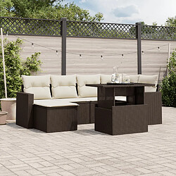 vidaXL Salon de jardin avec coussins 7 pcs marron résine tressée 