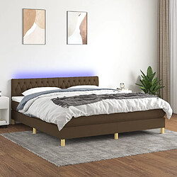 vidaXL Sommier à lattes de lit matelas et LED Marron foncé 180x200cm 