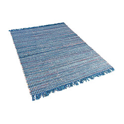 Beliani Tapis en coton turquois 140 x 200 cm BESNI