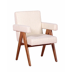 Nest Dream Fauteuil rustique avec accoudoirs en bois de teck et tissu bouclé - Compass 