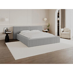 Acheter Lit coffre 180 x 200 cm - Velours côtelé - Gris clair + Matelas - TIMANO de Pascal Morabito