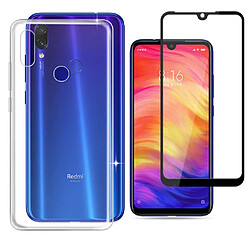 Xeptio Xiaomi Redmi Note 7 verre trempé protection écran vitre Full cover noir ET coque transparente