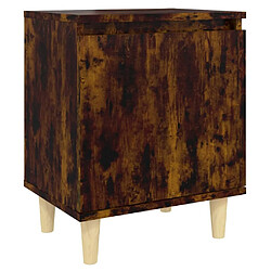 Maison Chic Table de chevet - Table de Nuit avec pieds en bois Chêne fumé 40x30x50 cm