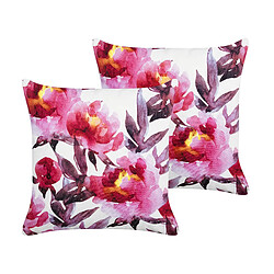 Beliani Lot de 2 coussins LANROSSO 45 x 45 cm Floral Rose