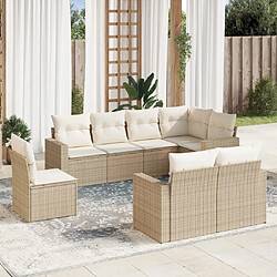 Maison Chic Salon de jardin avec coussins 8 pcs | Ensemble de Table et chaises | Mobilier d'Extérieur beige résine tressée -GKD73707