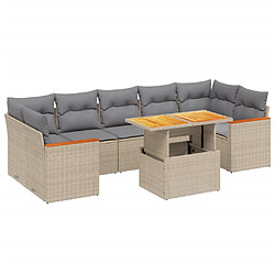 vidaXL Salon de jardin avec coussins 8 pcs beige résine tressée