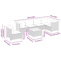 vidaXL Salon de jardin avec coussins 7 pcs gris résine tressée pas cher