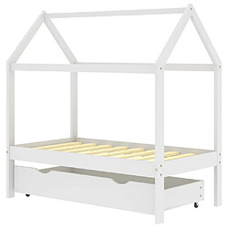 Maison Chic Lit d'Enfant Chambre - Cadre de lit pour enfant avec un tiroir Blanc Pin massif 70x140 cm -MN27143