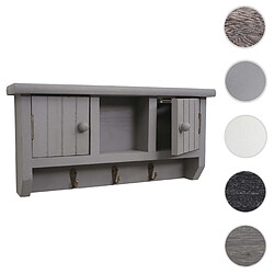 Mendler Armoire à clés HWC-A48, armoire à clés avec portes et crochets, bois massif ~ gris 