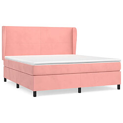 vidaXL Sommier à lattes de lit avec matelas Rose 160x200 cm Velours