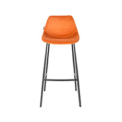 Mes Lot de 2 chaises de bar H80 cm en velours orange - FRANKY