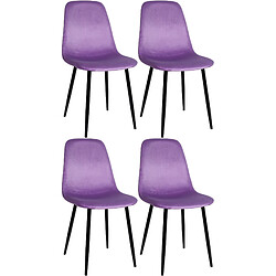 Decoshop26 Lot de 4 chaises de salle à manger design simple avec pieds en métal noir et assise en tissu violet 10_0001831