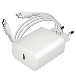 Forcell - Chargeur Secteur complet (Adaptateur Type C 25W & Câble Type-C vers Type-C Détachable, 1m, Blanc) Emballage Original 