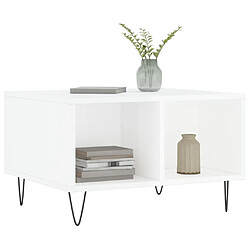 Avis Maison Chic Table basse,Table Console Table d'appoint, Table pour salon Blanc brillant 60x50x36,5 cm Bois d'ingénierie -MN34509