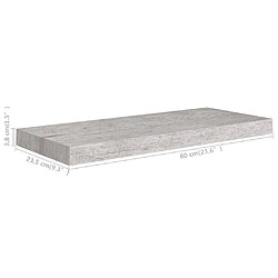 vidaXL Étagère murale flottante gris béton 60x23,5x3,8 cm MDF pas cher