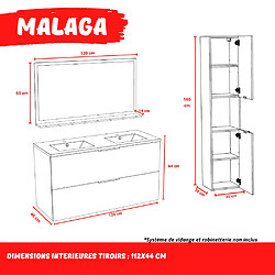 Le Quai Des Affaires Meuble sous-vasque MALAGA 120 cm + vasque + miroir + colonne / Chene blanchi pas cher