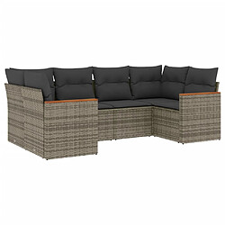 Maison Chic Ensemble Tables et chaises d'extérieur 6pcs avec coussins,Salon de jardin gris résine tressée -GKD628526