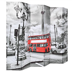 Maison Chic Paravent/Cloison de séparation 228 x 170 cm Bus londonien Noir et blanc -MN58361