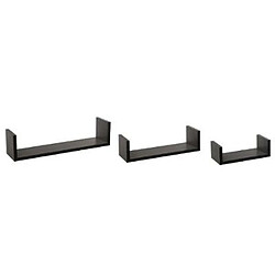 Lot de 3 Étagères Murales Bord 42cm Noir 