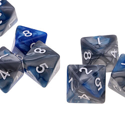 10pcs multi-faces dés polyèdre dés D8 pour D u0026 D table de jeu TRPG gris + bleu pas cher