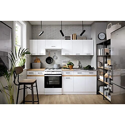 Tbs JUNONA Cuisine complète 240cm - 7 élements - Plan de travail inclus - Blanc brillant