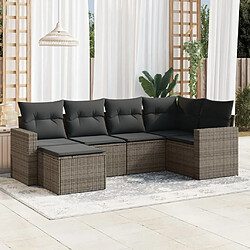 vidaXL Salon de jardin 6 pcs avec coussins gris résine tressée 