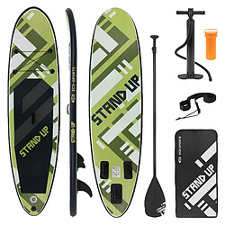 Ecd Germany Planche de stand up paddle gonflable 308x78x10 cm Olive en PVC