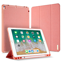 Etui en PU tissu tri-pli intelligent rose pour votre Apple iPad Pro 10.5-inch (2017)