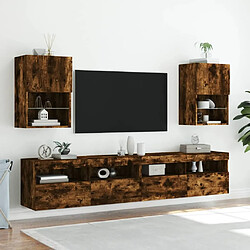 Avis Maison Chic Meuble TV avec lumières LED, Banc TV pour salon, Meuble de rangement chêne fumé 40,5x30x60 cm -GKD25585