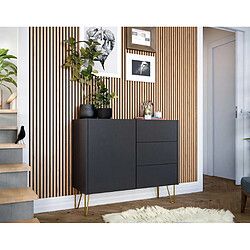 Bestmobilier Cali - buffet bas - effet marbre - 97 cm Cali - buffet bas - effet marbre - 97 cm - Noir / Doré