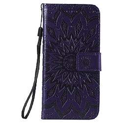 Etui en PU tournesol magnétique avec support flip violet pour votre Huawei Honor 10 Lite/P Smart (2019)